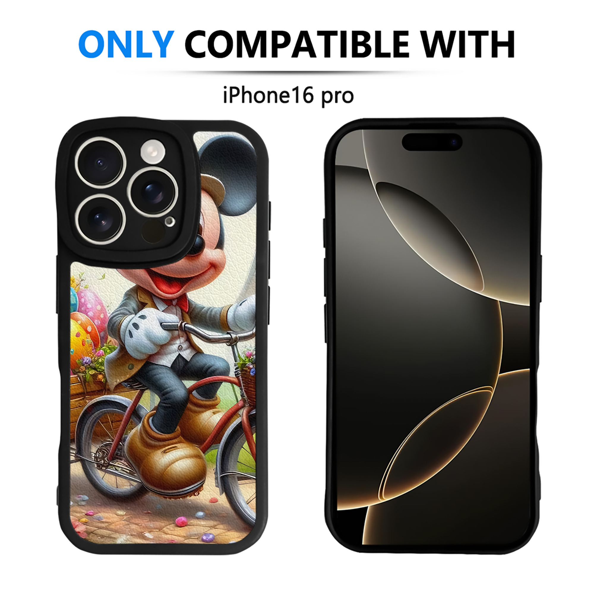 （画像用） ミッキーマウス Mickey Mouse 【iPhone 16シリーズ対応】シリコンスマホケース（レザー調） 材質：シリコン